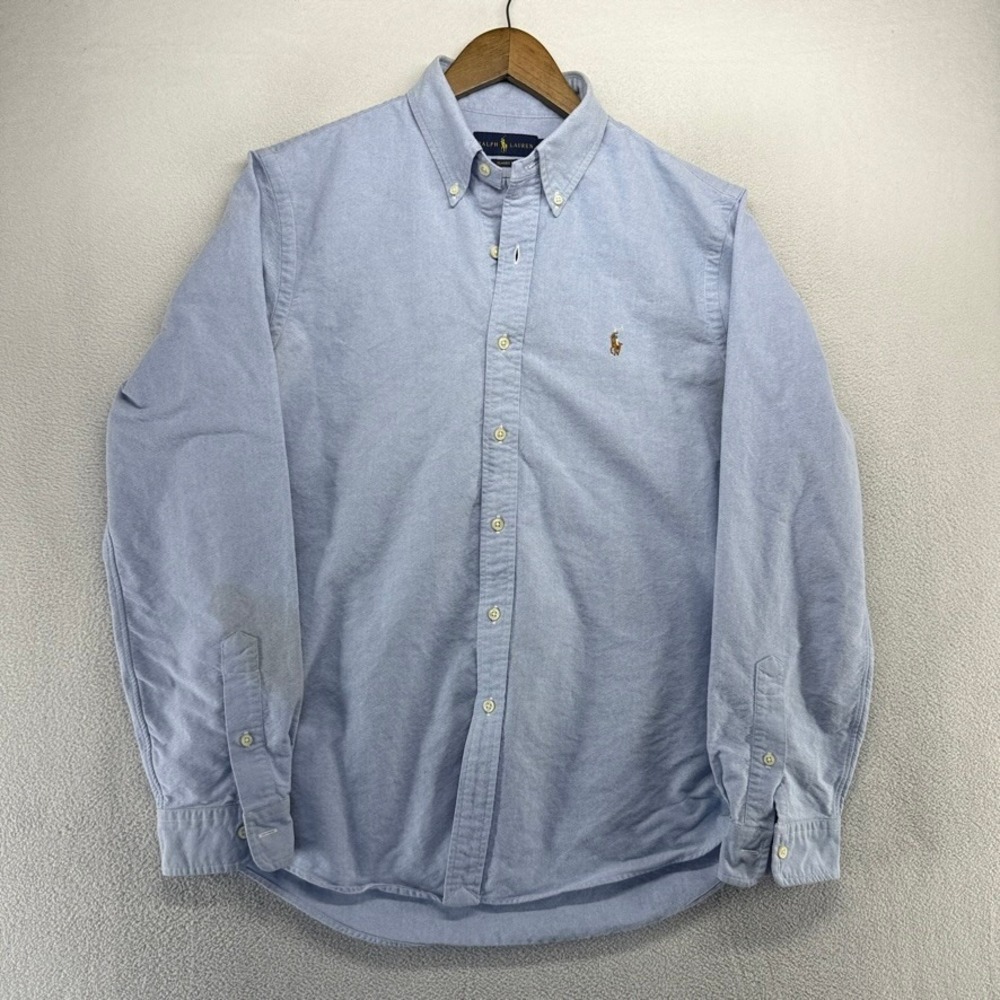 Ralph Lauren Button Down Mens Large Blue Classic Fit Oxford Shirt Preppy Cotton